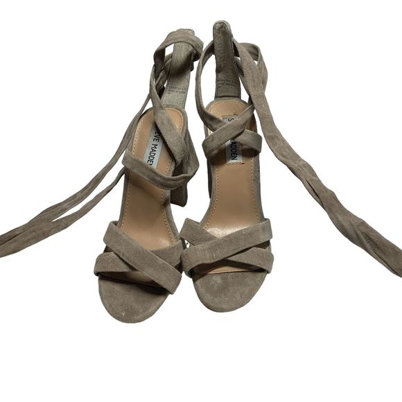 Steve Madden Christey Block Heel Size 6.5 Leg Wrap Strap Suede 4" Heel - Picture 1 of 9